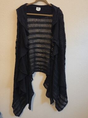 Ariat Black Open Crochet Ruffle Cardigan